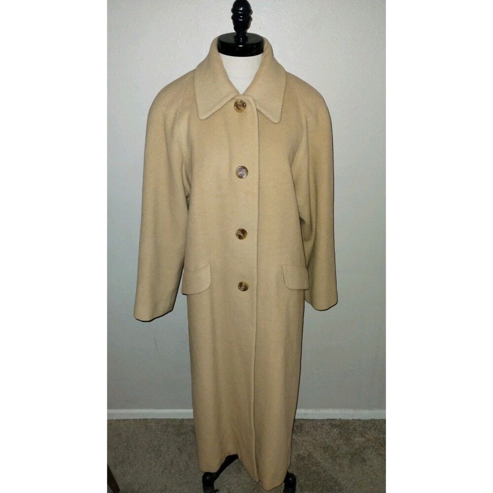 Vintage Talbots Petites Women's 100% Camel Hair Tan Long Coat Size 8 EUC 48"L